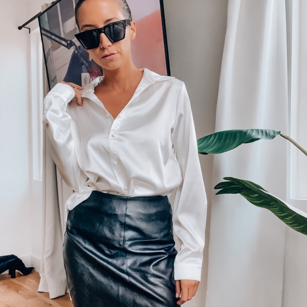 Satin effect long blouse